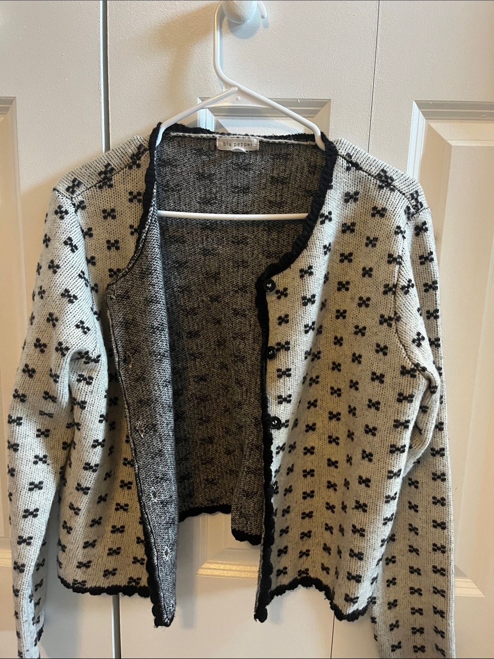 Navy & Tan Patterned Button-Front Cardigan